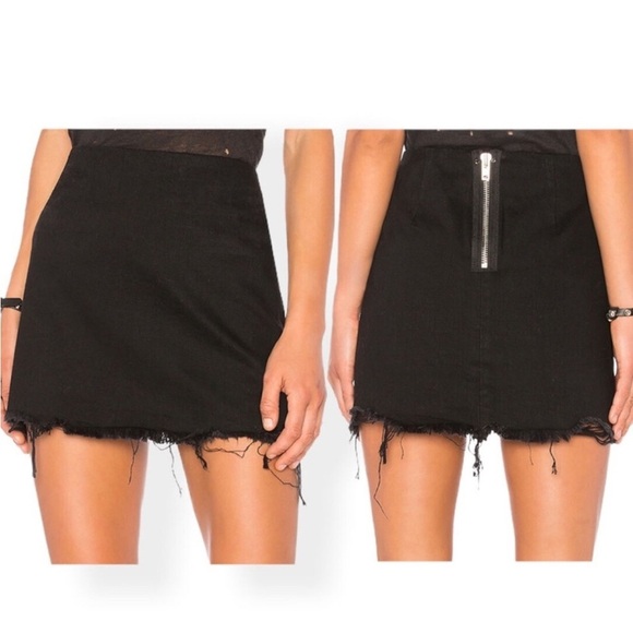Alexander Wang Black Distressed High Rise Denim Mini Skirt size 29 - Picture 1 of 6